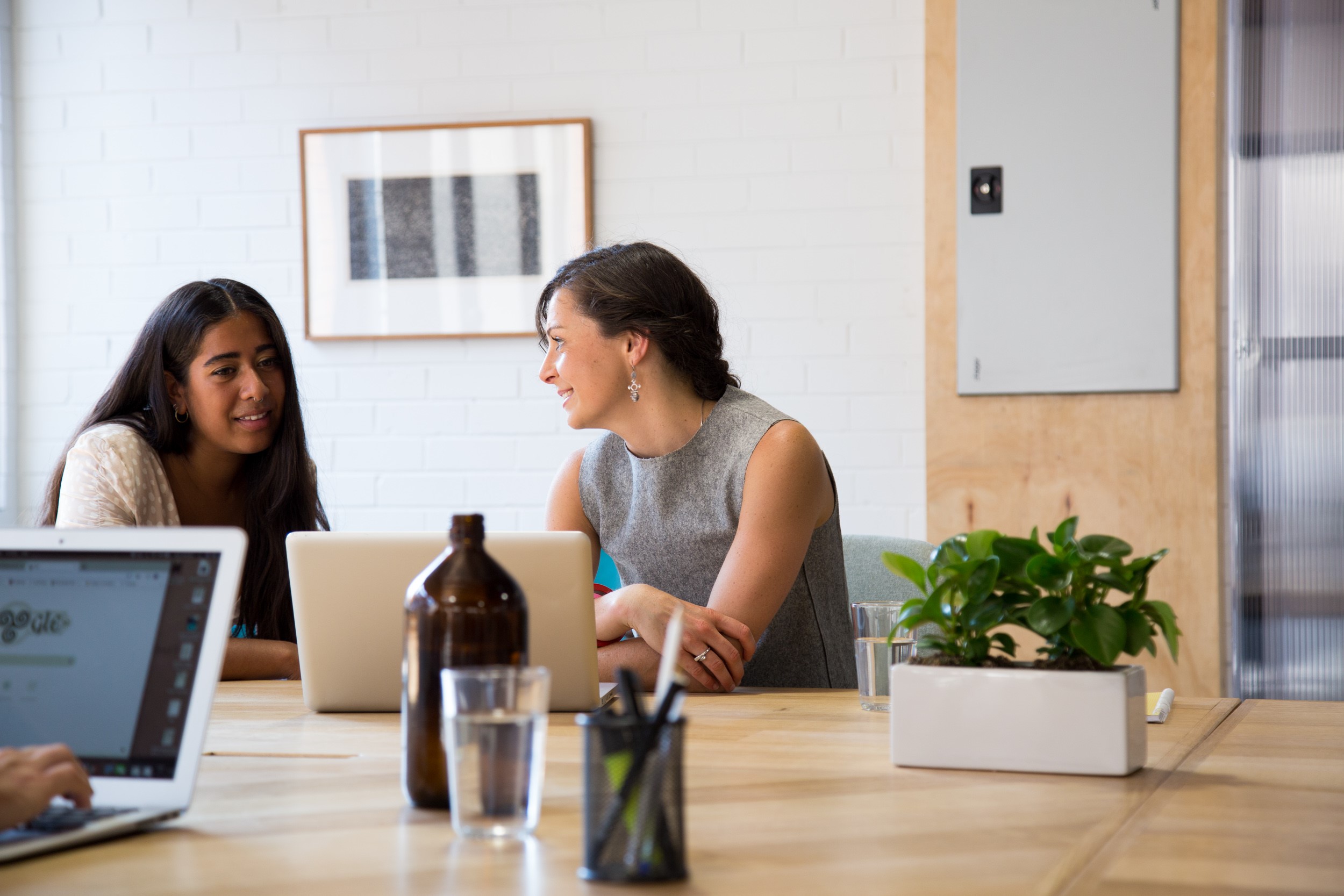 Women working in a co-working space